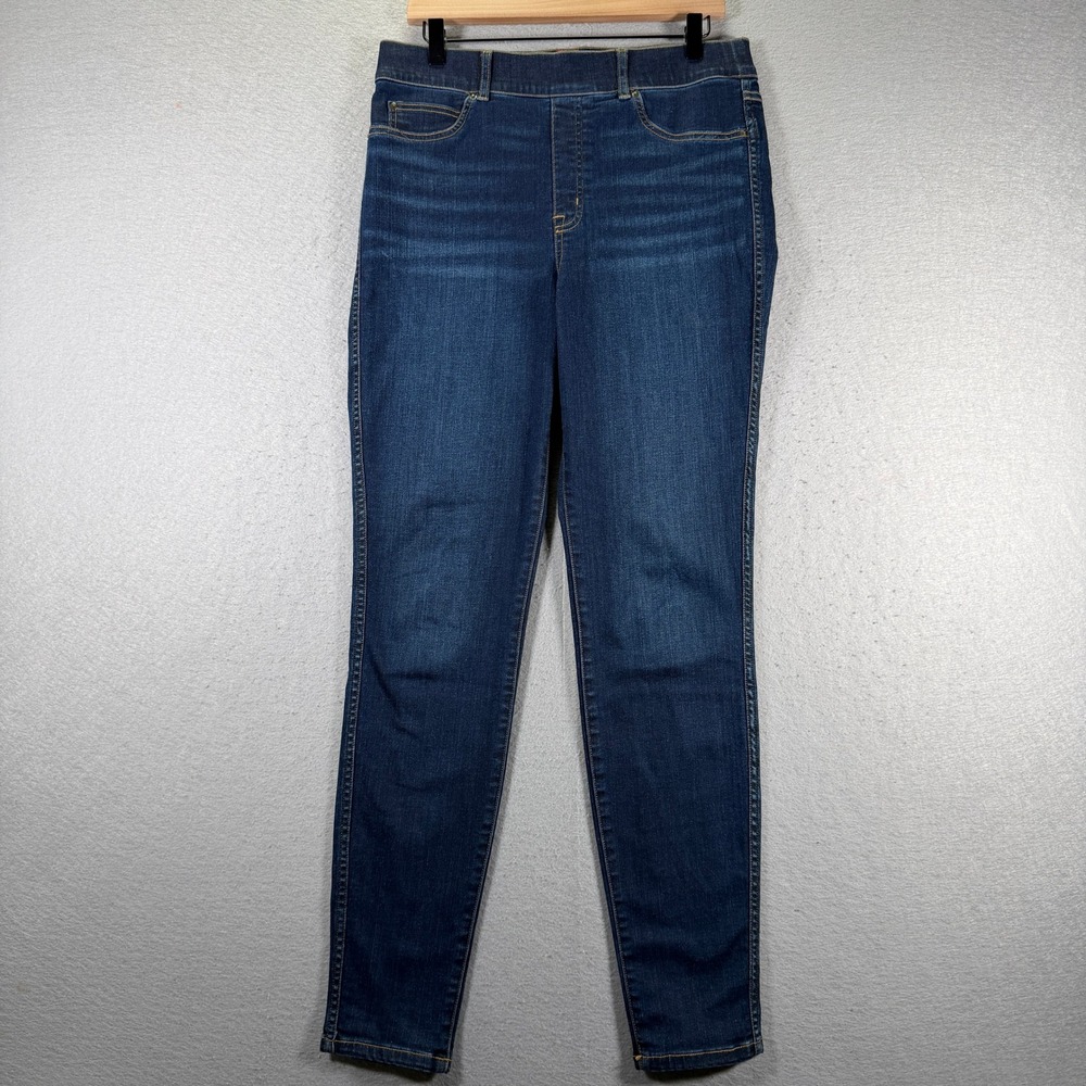 SPANX Womens Denim Jeggings Pull On Dark Wash Comfort Waist Large Comfort